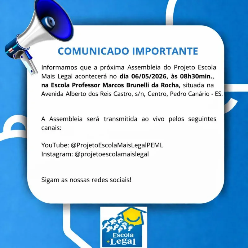 Assembleia do Projeto Escola Mais Legal reforça integração institucional e apresenta avanços educacionais em Pedro Canário